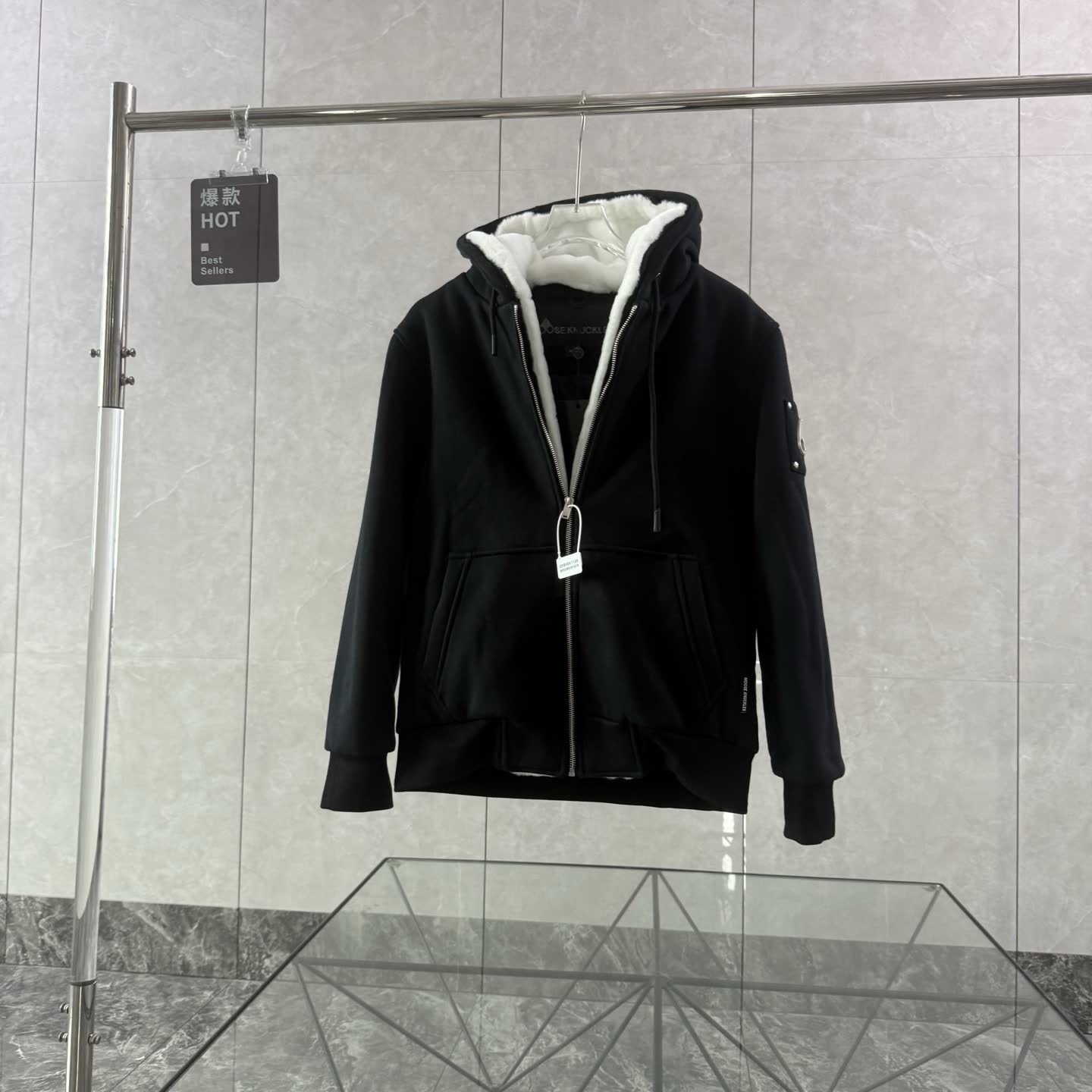 Moose Knuckles Shearling-Lined Zip Hoodie Moose Knuckles Shearling-Lined Zip Hoodie